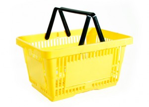 Einkaufskorb Kunststoff 2 Griffe gelb 22 Liter
